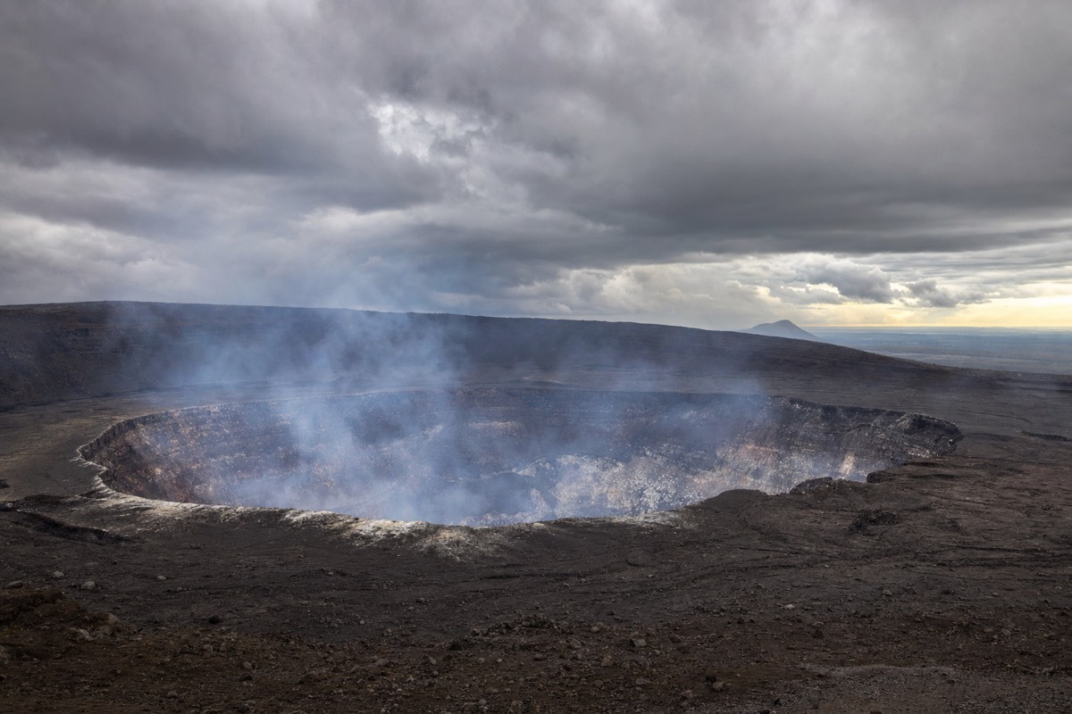 The glowing Santiago Crater lava lake inside Masaya Volcano National Park after dark