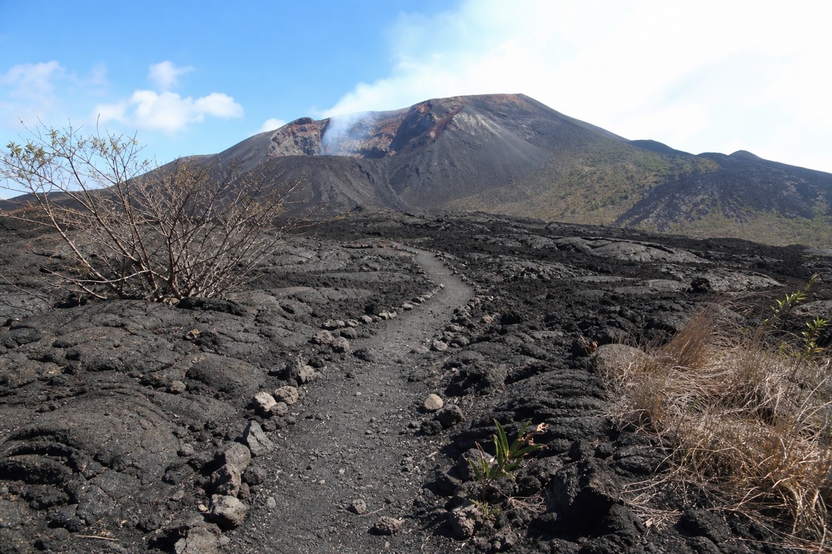 A walking trail across the Masaya lava fields
